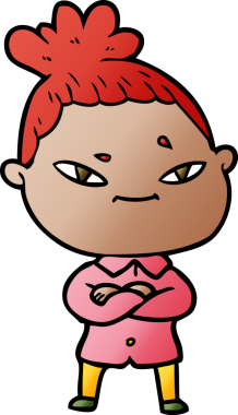 Bir insan tarafından çizilmiş karikatür kadın.