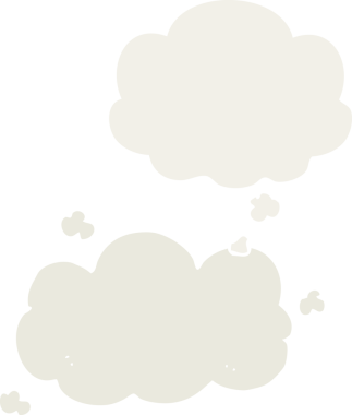 Düşünce baloncuğu olan karikatür bulutu insan tarafından çizilmiş.