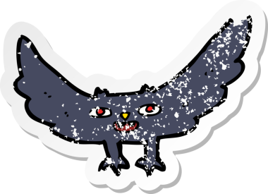 Bir insan tarafından çizilmiş ürkütücü vampir yarasanın gerilmiş çıkartması.