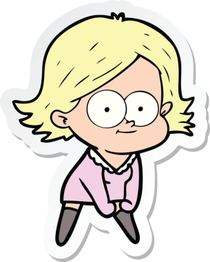 Bir insan tarafından çizilmiş mutlu bir çizgi film kızının çıkartması.