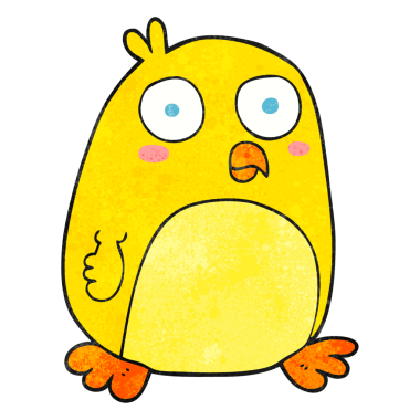 Bir insan tarafından çizilmiş el yapımı çizgi film kuşu.