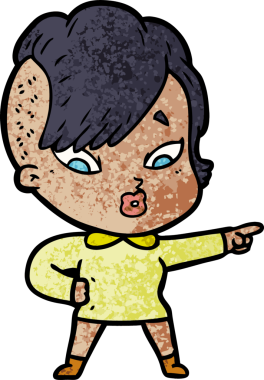 Bir insan tarafından çizilmiş, şaşırmış bir kız.