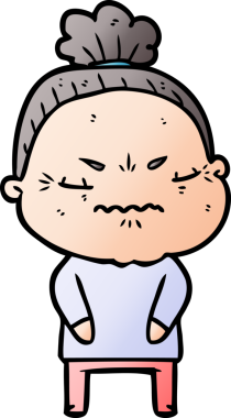 Çizgi film bir insan tarafından çizilmiş yaşlı bir kadın tarafından rahatsız edildi.