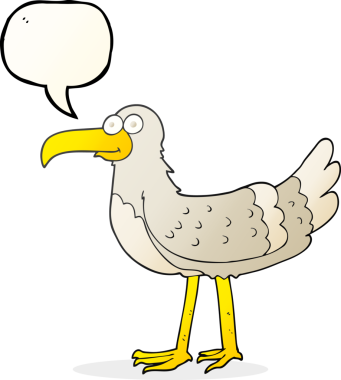 Bir insan tarafından çizilmiş serbest konuşma balonu karikatürü martı.