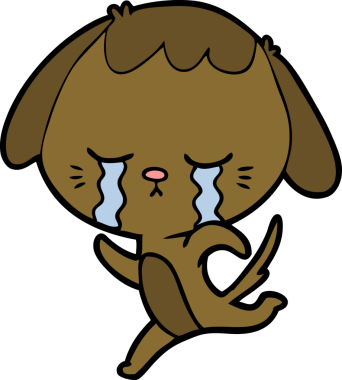 Bir insan tarafından çizilmiş ağlayan çizgi film köpeği.