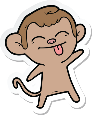 Bir insan tarafından çizilmiş komik bir maymun çıkartması.