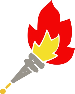 Bir insan tarafından çizilmiş yanan bir meşale.