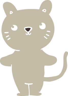 Bir insan tarafından çizilmiş düz renkli çizgi film kedisi