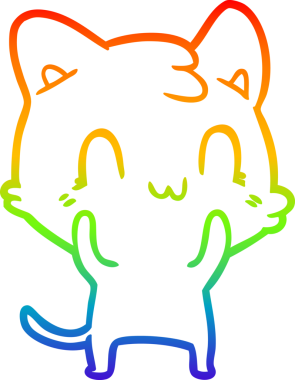 gökkuşağı gradyan çizgi çizimi Bir insan tarafından çizilmiş mutlu kedi