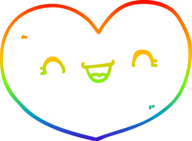 Gökkuşağı gradyan çizgi çizimi Bir insan tarafından çizilmiş bir aşk kalbi