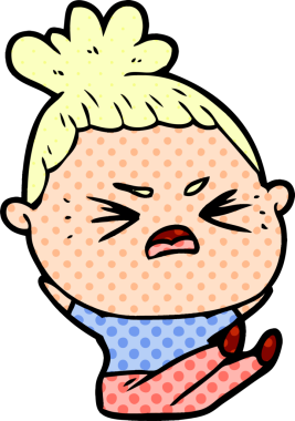 Bir insan tarafından çizilmiş kızgın bir kadın.