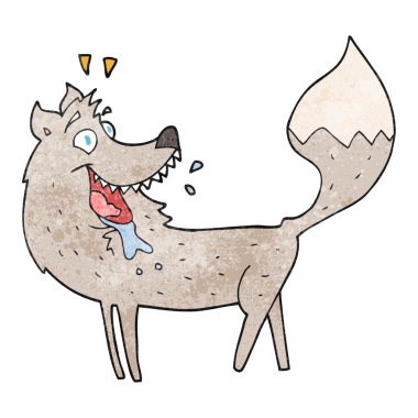 Bir insan tarafından çizilmiş el yapımı karikatür bir kurt.