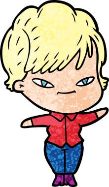 Bir insan tarafından çizilmiş mutlu bir kadın.