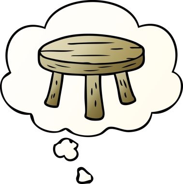 Bir insan tarafından çizilmiş, düşünce baloncuklu çizgi film taburesi.