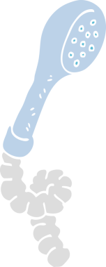 Bir insan tarafından çizilmiş düz renk karikatür duş başlığı