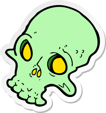 Bir insan tarafından çizilmiş ürkütücü bir karikatür çıkartması.