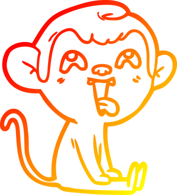 İnsan tarafından çizilmiş çılgın bir çizgi maymunun sıcak çizgi çizimi