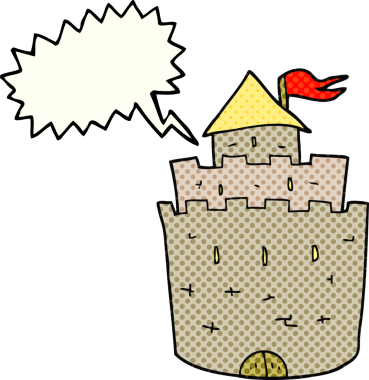 Bir insan tarafından çizilmiş karikatür şatosu.