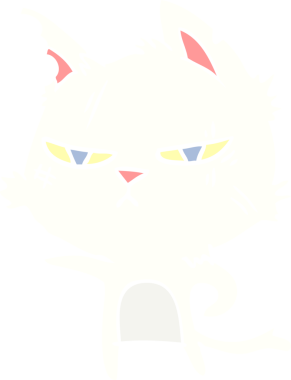 sert düz renkli çizgi film kedisi bir insan tarafından çizilmiş