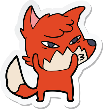 Bir insan tarafından çizilmiş akıllı bir tilkinin çıkartması.