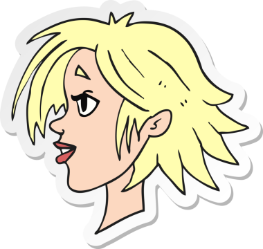 Bir insan tarafından çizilmiş mutlu kadın yüzü çıkartması.