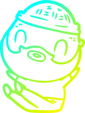 Bir insan tarafından çizilmiş sakallı bir karikatür çizimi.