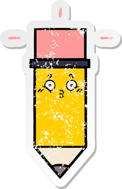 Bir insan tarafından çizilmiş şirin bir karikatür kaleminin sıkıntılı çıkartması.