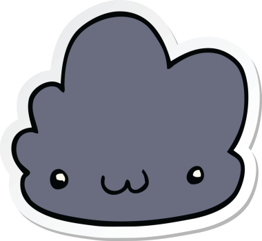 Bir insan tarafından çizilmiş şirin bir karikatür bulutunun çıkartması.