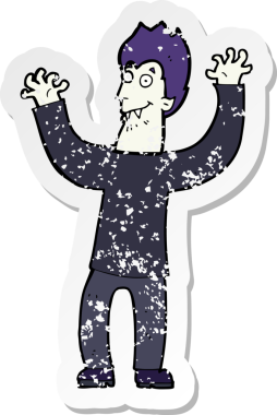 Bir insan tarafından çizilmiş bir cadılar bayramı vampirinin gerilmiş çıkartması.