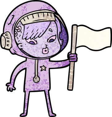 Bir insan tarafından çizilmiş astronot kadın.