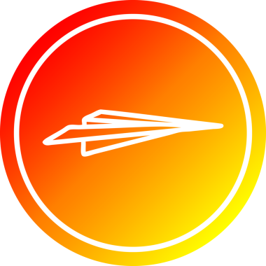 Kağıt düzlem dairesel simgesi, sıcak gradyan bir insan tarafından çizilmiş.