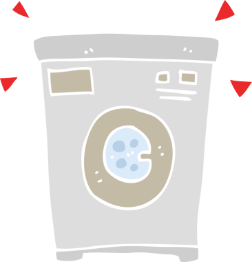 Bir insan tarafından çizilmiş çamaşır makinesinin düz renk çizimi