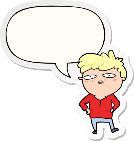 Bir insan tarafından çizilmiş konuşma balonu çıkartmalı sabırsız bir karikatür.