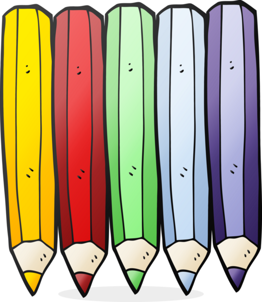 Bir insan tarafından çizilmiş karikatür renkli kalemler.