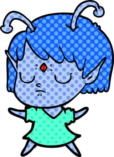 Bir insan tarafından çizilmiş uzaylı kız.