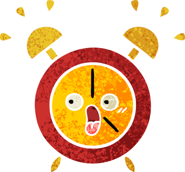 Bir insan tarafından çizilmiş alarm saatinin retro çizim tarzı karikatürü