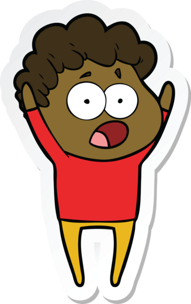 Bir insan tarafından çizilmiş, şaşırarak nefes nefese kalmış bir çizgi film karakterinin çıkartması.