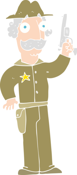 Bir insan tarafından çizilmiş şerifin düz renk çizimi