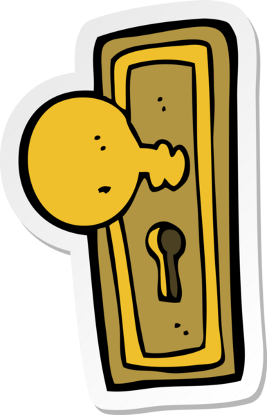 Bir insan tarafından çizilmiş karikatür kapı kolunun çıkartması.