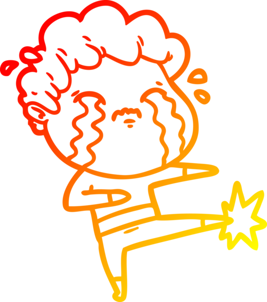 Bir insan tarafından çizilmiş ağlayan bir çizgi film karakteri çizimi.