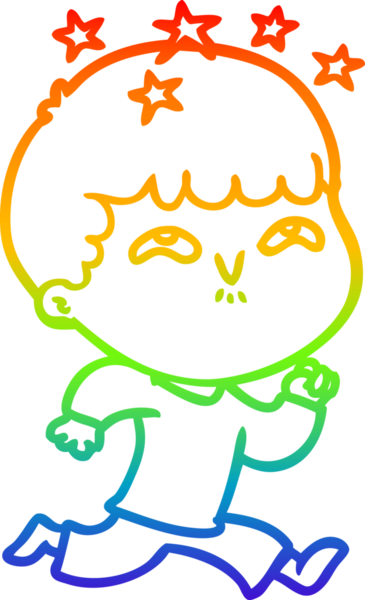 gökkuşağının gradyan çizimi bir çizgi film karakteri tarafından çizilmiş.