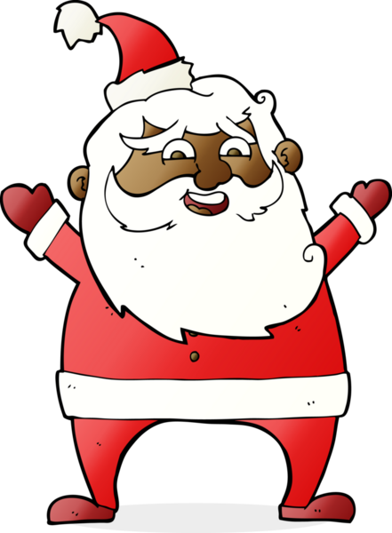 Bir insan tarafından çizilmiş neşeli Noel Baba çizgi filmi.