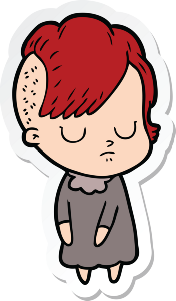 Bir insan tarafından çizilmiş bir karikatür kadının çıkartması.