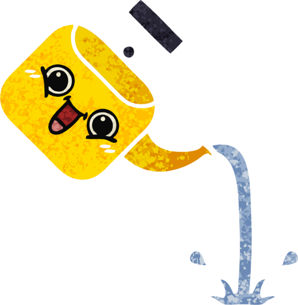 Bir insan tarafından çizilmiş bir çaydanlığın retro çizim tarzı karikatürü