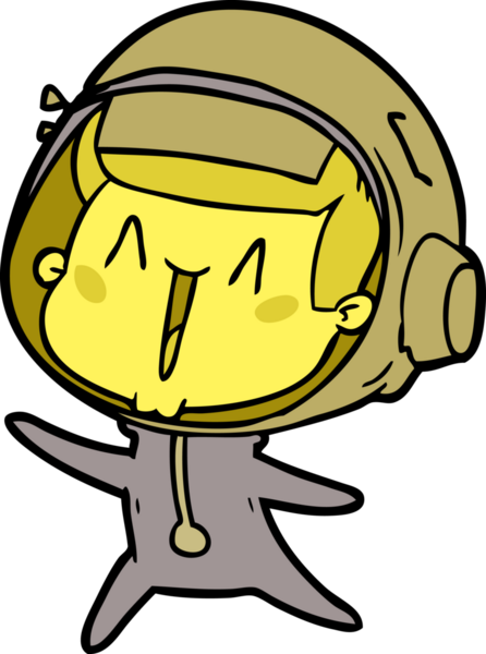 Bir insan tarafından çizilen mutlu astronot çizgi filmi.