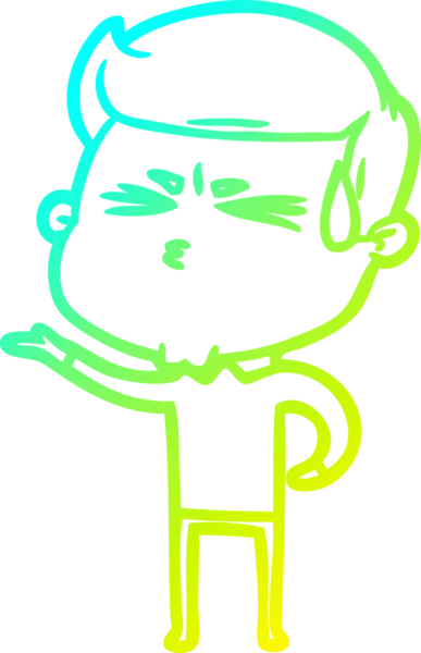 Bir insan tarafından çizilmiş terleyen bir çizgi film karakteri çizimi.