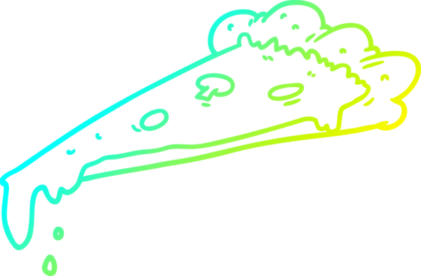 Bir insan tarafından çizilmiş bir dilim pizzanın soğuk gradyan çizimi.