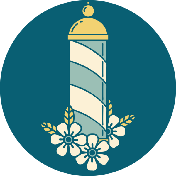 Bir insan tarafından çizilmiş bir berber direğinin sembolik dövmesi.