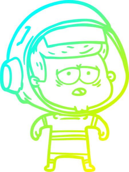 Bir insan tarafından çizilmiş soğuk gradyan çizgi çizimi yorgun astronot