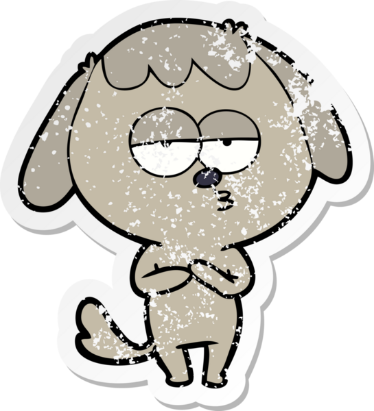 Bir insan tarafından çizilmiş sıkıntılı bir çizgi film çıkartması.